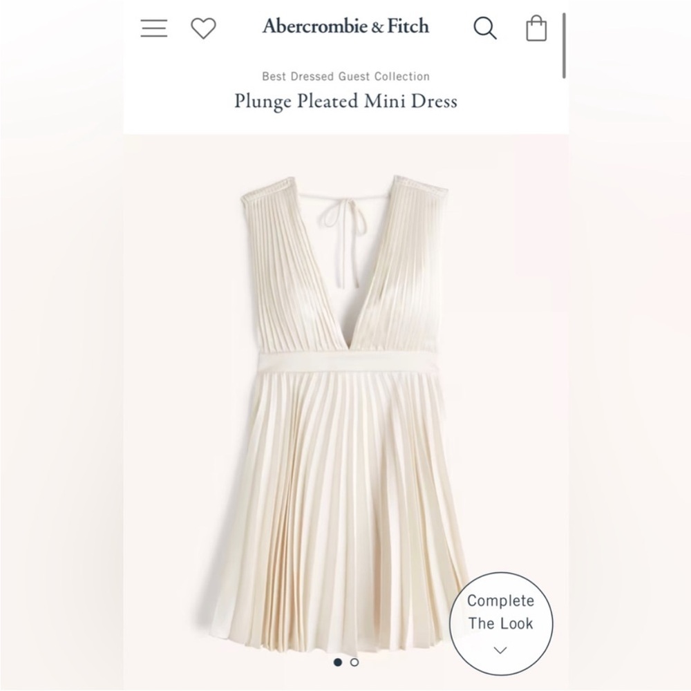 Abercrombie & Fitch Ivory Pleated V-Neck Dress